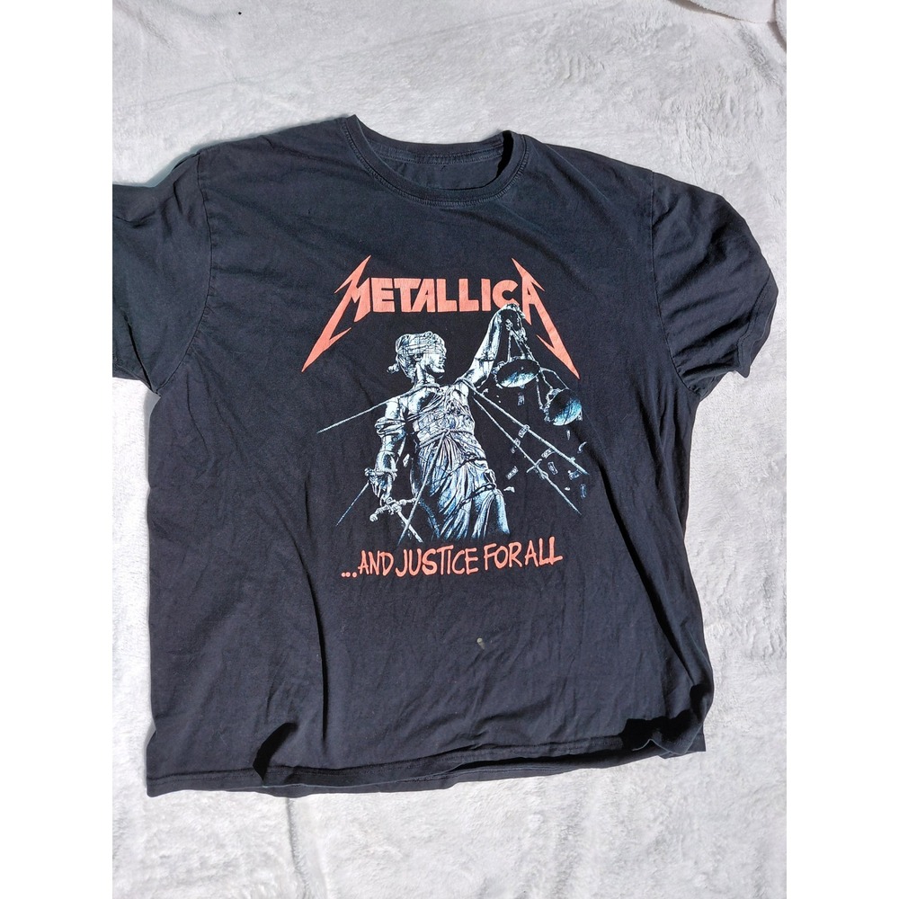 Metallica And Justice For All Graphic T-Shirt Black Mens Size XXL Heavy Metal
